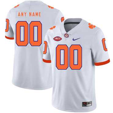 Mens Clemson Tigers White Customized Nike College Football Jersey->customized ncaa jersey->Custom Jersey